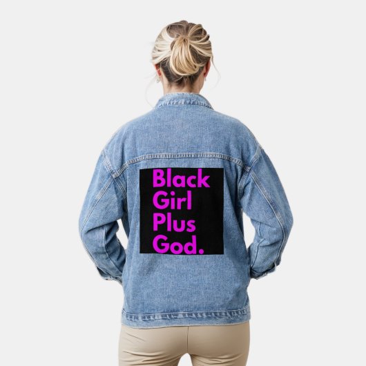 ZWART MEISJE PLUS GOD DENIM JACKET (Model)