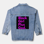 ZWART MEISJE PLUS GOD DENIM JACKET (Achterkant)