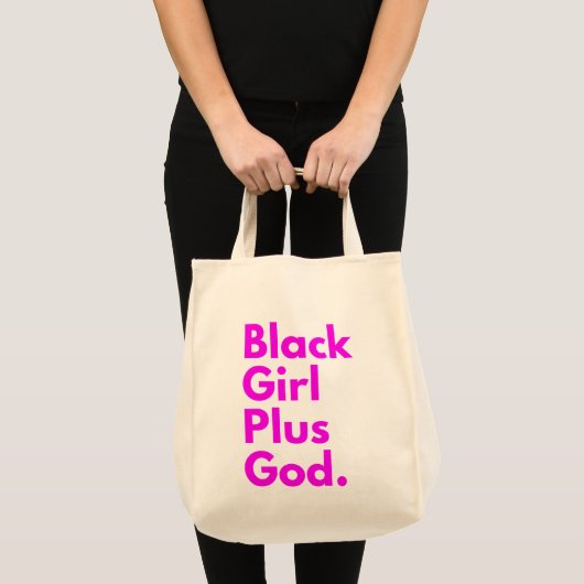 ZWART MEISJE PLUS GOD TOTE BAG (Voorkant (product))