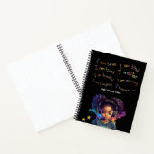 Zwart Meisje Positieve Bevestigingen Spiraal Notit Notitieboek (Binnen)