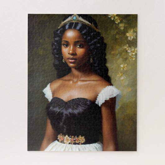  zwart meisje prinses kunst legpuzzel (Verticaal)