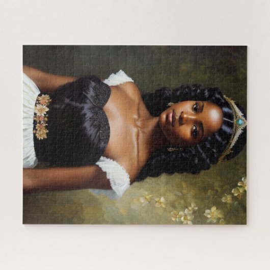  zwart meisje prinses kunst legpuzzel (Horizontaal)
