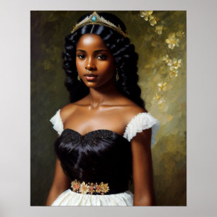  zwart meisje prinses kunst poster