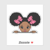 Zwart Meisje Puff Haar Sticker (Vel)