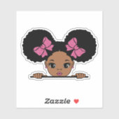 Zwart Meisje Puff Haar Sticker (Vel)