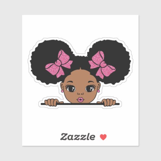 Zwart Meisje Puff Haar Sticker (Vel)