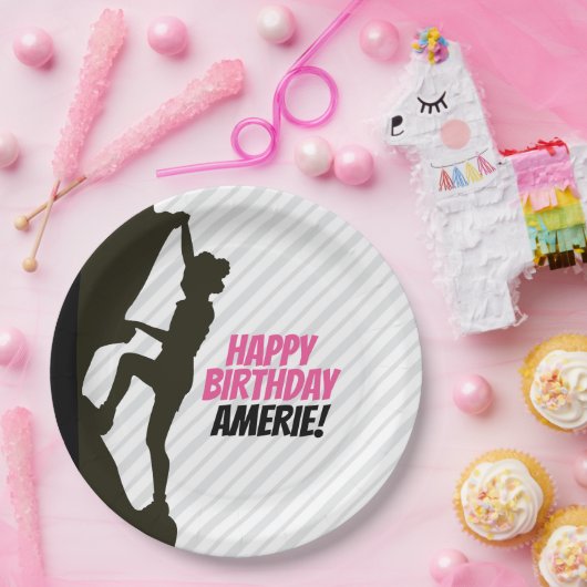 Zwart Meisje Rock Klimmen Papieren Bordje (Feest)