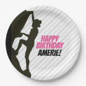 Zwart Meisje Rock Klimmen Papieren Bordje (Voorkant)