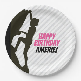 Zwart Meisje Rock Klimmen Papieren Bordje