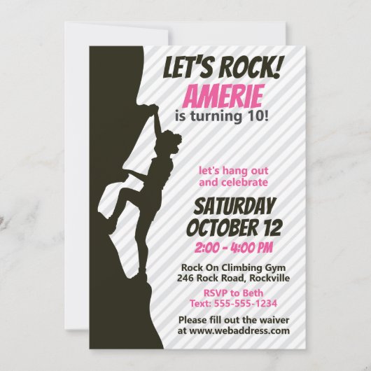 Zwart Meisje Rock Klimmen Verjaardag Kaart (Voorkant)