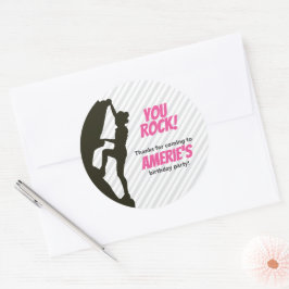 Zwart Meisje Rock Klimmen Verjaardag Ronde Sticker