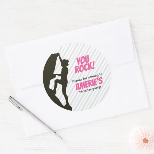 Zwart Meisje Rock Klimmen Verjaardag Ronde Sticker (Envelop)