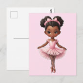 Zwart Meisje Roze Ballerina Ballet Briefkaart (Voorkant / Achterkant)