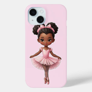 Zwart Meisje Roze Ballerina Ballet iPhone 15 Case
