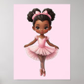 Zwart Meisje Roze Ballerina Ballet Poster (Voorkant)