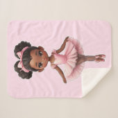 Zwart Meisje Roze Ballerina Ballet Sherpa Deken (Voorkant (horizontaal))