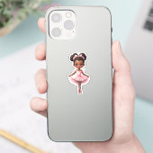 Zwart Meisje Roze Ballerina Ballet Sticker (Telefoon)