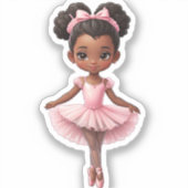 Zwart Meisje Roze Ballerina Ballet Sticker (Voorkant)