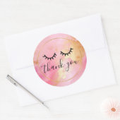 Zwart Meisje Roze Glam Gouden Wimpers Ronde Sticker (Envelop)