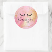 Zwart Meisje Roze Glam Gouden Wimpers Ronde Sticker (Tas)