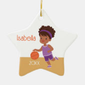 Zwart meisje speelt basketbal keramisch ornament (Voorkant)