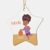Zwart meisje speelt basketbal keramisch ornament (Links)