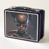 Zwart meisje Super Hero Lunch Box (Achterkant)