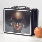 Zwart meisje Super Hero Lunch Box (In situ)