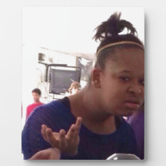 Zwart meisje wat meme fotoplaat