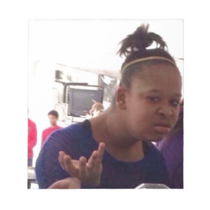 Zwart meisje wat meme notitieblok