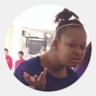 Zwart meisje wat meme ronde sticker