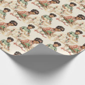 Zwart Meisjes Bakken Kerstkoekjes  Cadeaupapier (Hoek)