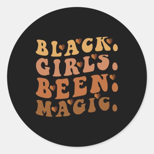 Zwart Meisjes Been Magic Melanin Afro Amerikaanse Ronde Sticker (Voorkant)
