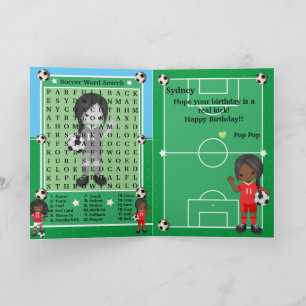 Zwart Meisjes Voetbal Woord Zoeken Gelukkige Verja Kaart