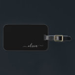 Zwart-meisjesmonogram Naam Modern Bagagelabel<br><div class="desc">Zwart monogram Voeg je eigen Manuscript Luggage Bag Label toe Het label van de tas maakt het perfecte mooie cadeau van 16 verjaardag,  bruiloft,  vrijgezellenfeest,  baby shower of bachelorette voor iemand die haar kamer in stijl versiert.</div>