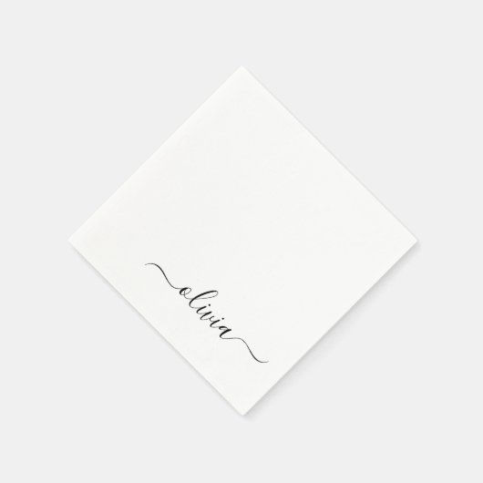 Zwart-meisjesmonogram Naam Modern Servet (Hoek)