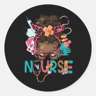 Zwart Melanine Verpleegster Zwart Geschiedenis Maa Ronde Sticker