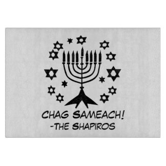 Zwart - Menorah Chag Sameach Glass Snijplank
