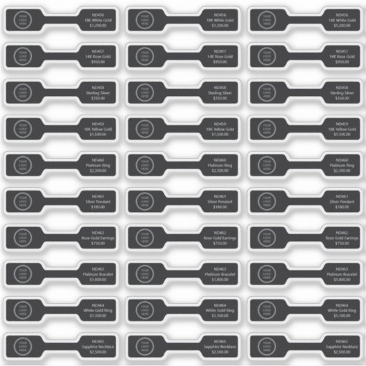 Zwart Merk Barbell Sieraden Foldover Prijs Label (Voorkant)