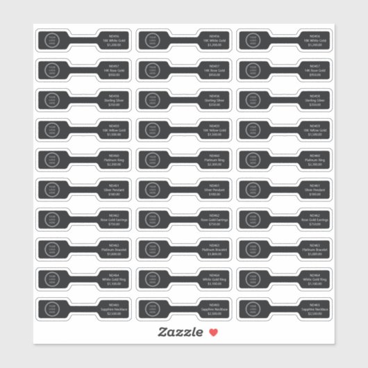 Zwart Merk Barbell Sieraden Foldover Prijs Label (Vel)