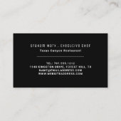 Zwart mes, moderne gastronomische, chef-kok, koken visitekaartje (Achterkant)