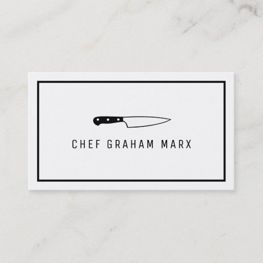 Zwart mes, moderne gastronomische, chef-kok, koken visitekaartje (Voorkant)
