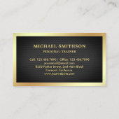 Zwart Mesh Gold Dumbbell Fitness Personal Trainer Visitekaartje (Achterkant)