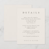 Zwart met beige Elegante Details Trouwen Modern Informatiekaartje (Voorkant / Achterkant)