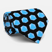 Zwart met Blauw Polyhedral Dice Stropdas (Opgerold)