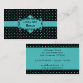Zwart met blauw Visitekaartje met pooldots (Voorkant / Achterkant)