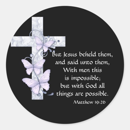 Zwart met Blauwe Kruis & Vlinders Stickers (Voorkant)