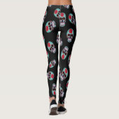 Zwart met blauwe schedel leggings (Achterkant)
