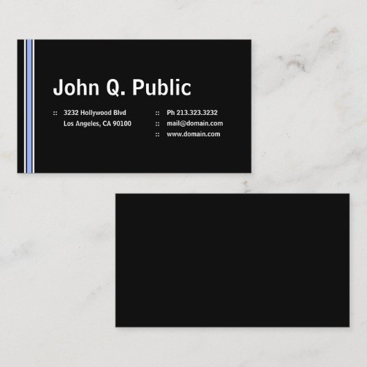 Zwart met blauwe strepen visitekaartje (Voorkant / Achterkant)
