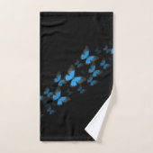 Zwart met blauwe vlinders bad handdoek (Handdoek)